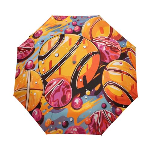 Parapluie pliable automatique anti UV motif basketball compact pour voyage