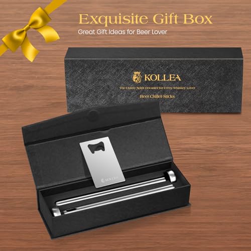 Kollea Beer Gifts for Men Dad, 2 x Beer Chiller Sticks & Bottles Operer, Beverage Cooler, Cool Fathers Day Birthday Gift Idea for Brother, Whiskey Lover, Bar Accessories, Bartender Kit, Men Cave Decor