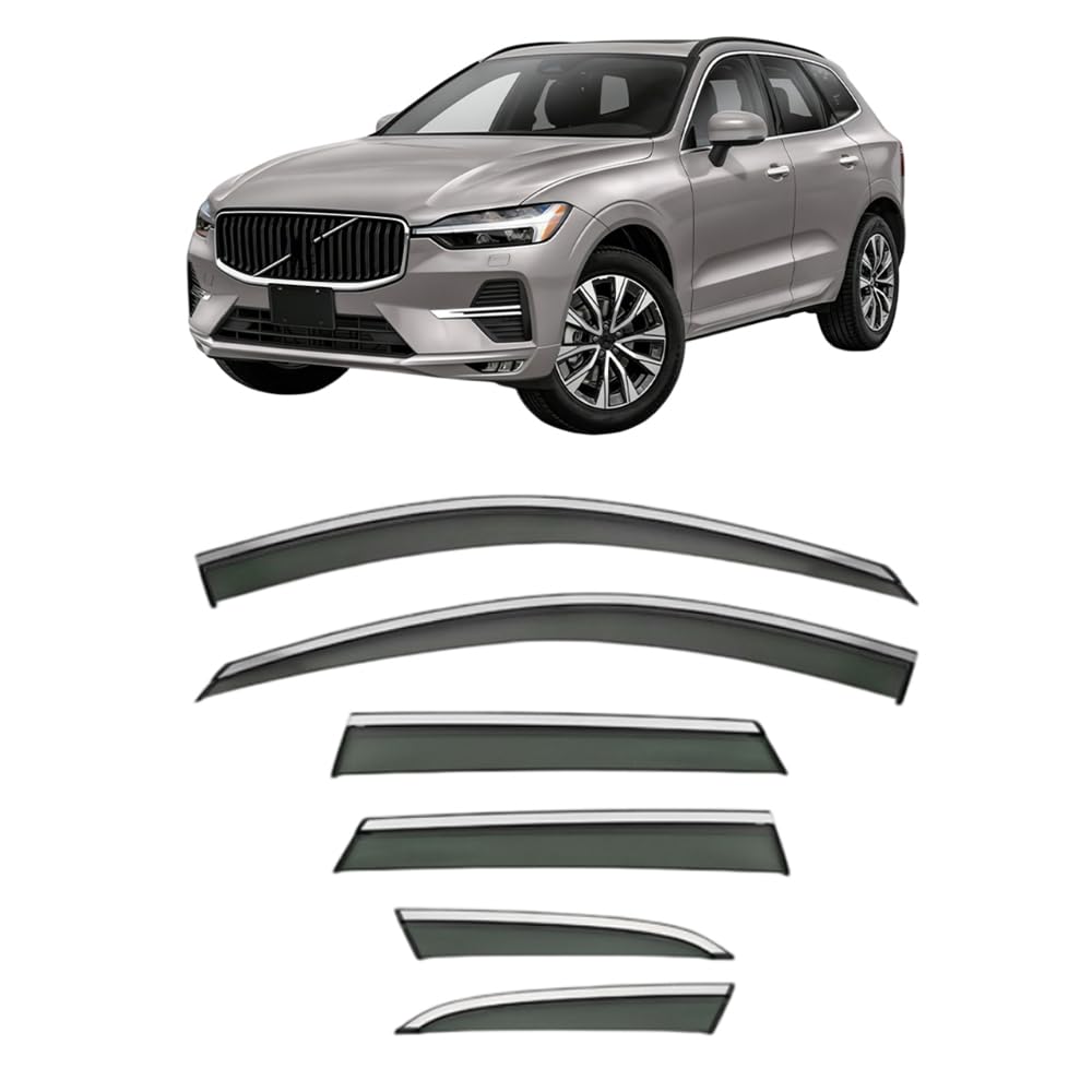 QOEMRHELT 4pc Set In-Channel Wind Deflectors, for XC60 2018-2026 Window Visors Rain Guards Vent Visors Rain & Sun Protection,Car Accessories,6PCS
