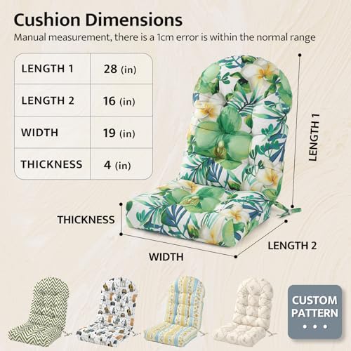 Image of mudilun Adirondack Chair Cushions Non-Slip Indoor Rocking Chair Cushion with Ties Tufted Adirondack Chair Pads for Bedroom Living Room Porch Rocker