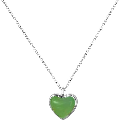 SmileBelle Jade necklace heart necklace for girls,jade necklaces for women,silver heart necklace jade jewelry,small heart pendant necklace as jade jewelry for women, green necklace on birthday gifts