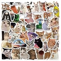 Cat Meme Stickers, Funny Cat Stickers for Kids Journaling Adults Kawaii,Cute Waterproof Vinyl Sticker for Water Bottles Laptops 50Pcs