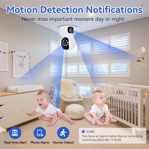 Image of Dr Vision 5MP Indoor WiFi Smart CCTV Camera for Home | Full HD | Color Night Vision | Motion Detection | Two Way Audio | Wireless Home Security Camera with Mobile App V380 Pro (CV Dual Lens)