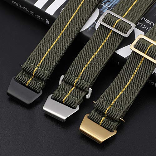 Onthelevel French Troops Parachute Bag For Nylon Elastic Belt Watchband 18Mm 20Mm 22Mm Watch Strap (22Mm, Green Yellow-Gold Buckle) #TOP2