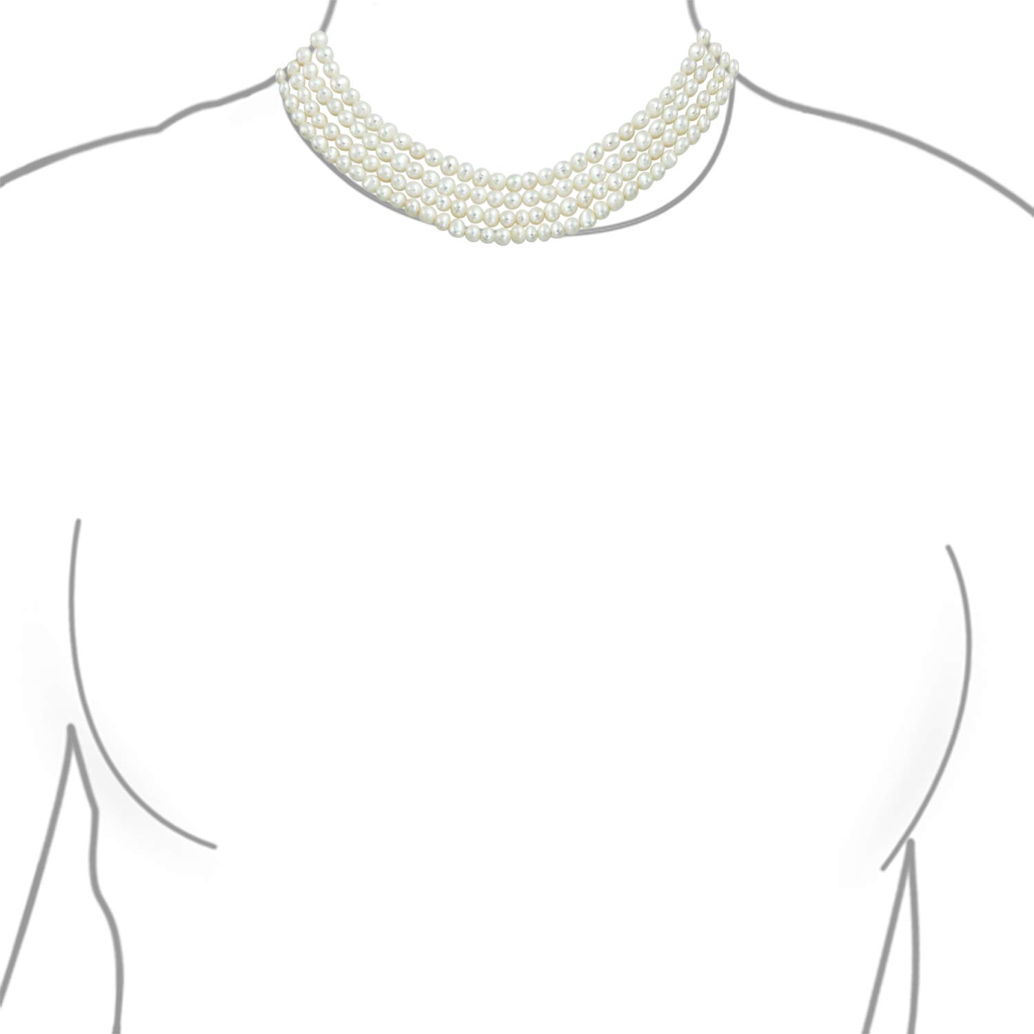 Antico Vintage Art Deco Style Ampia Dichiarazione Nuziale Quattro Multi Filo Bianco D'Acqua Dolce Coltivato Collana Di Perle Per Le Donne, Matrimonio Floreale Chiusura Placcato In Argento