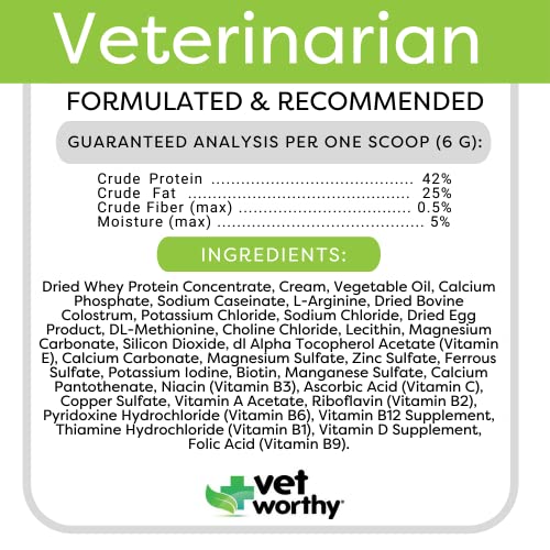 Vet Worthy Milk Replacement for Cats - Milk Formula Replacer for Puppies, Pregnant, Lactating, Elderly or Recovering Dogs - Enriched with Colostrum, Whey Protein, Vitamins, and Minerals - 12 oz