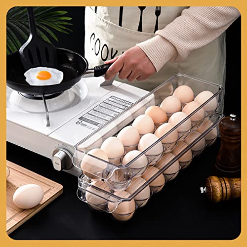 Lihabilal Egg Holder For Refrigerator - Premium Thick Clear Egg Container Bins With Lids - 2 Pack Stackable 14 Egg Storage Box-Food Grade Plastic Egg Organizer Tray #TOP6