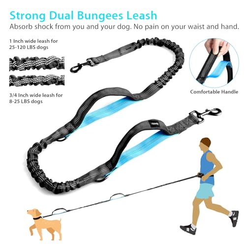 image for Uppetly Hands Free Dog Running Leash with Zipper Pouch, Dual Handle, E