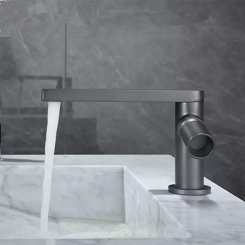 Robinet de salle de bain gris avec mitigeur eau chaude et froide précis