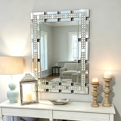 Chende 28' x 40' Large Wall Mirror for Decor, Crystal Decorative Living Room Mirror...