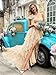 VOUIAO Summer Women Tulle Prom Dress Elegant Bow One Shoulder Slit Evening Party Gown Wedding Guest Bridesmaid Maxi Dress Beige M