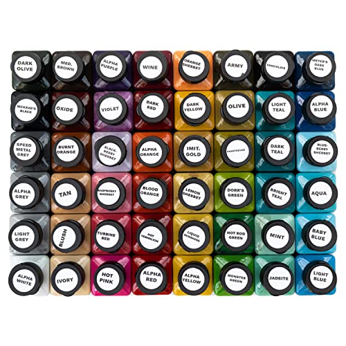 Alpha 6 Alphanamel Monster Pack Enamel Paint Set, 48 Colors, Multiple Sizes, Professional Striping/Lettering Paint (8 Oz) #TOP1