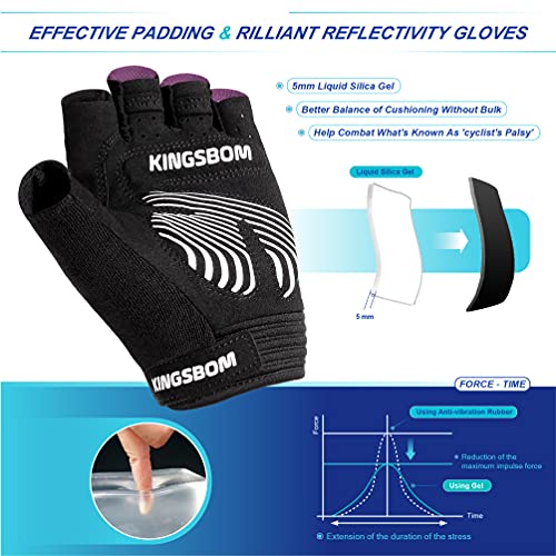image for KINGSBOM Cycling Gloves, Shock-Absorbing Bike Gloves with Light Silico