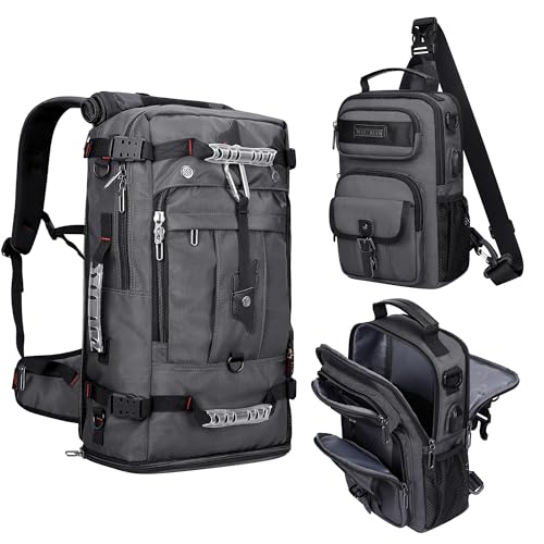 WITZMAN Travel Backpack for Men and Women Convertible Duffle Luggage Bag fit 17 Inch Laptop Carry On Bags for Airplane and Sling Bag with USB Charging Port Lightweight Crossbody Bags Casual Daypack