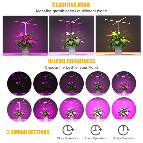 Probapro GROW LIGHT Indoor: 2 Pack Full Spectrum Growing Lamp Lights Strip, Height Adjustable Plant Stand thumb #2