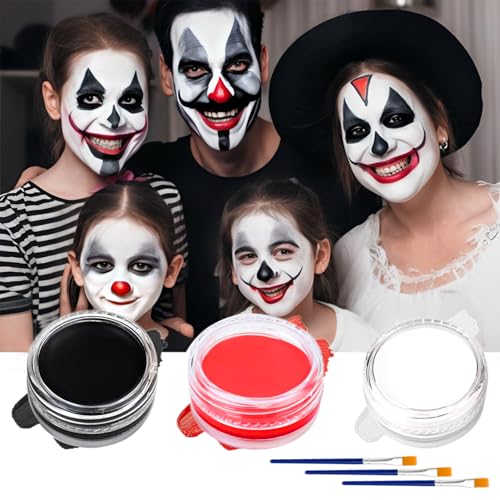Maquillaje Halloween Blanco Negro Rojo Pintura Cara Halloween...