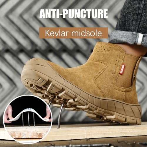 Image of GLANOUDUN Welding Work Boots for Men Slip on Steel Toe Shoes for Men Indestructible Steel Toe Boots Welder Men's Working Shoes Fireproof Safety Footwear for Construction Men's Work & Safety Footwear