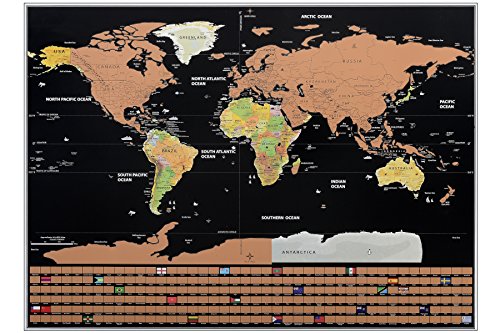 Extra Large Scratch Off Map of The World Map- 32.5 x 24.5 Detailed Premium Scratch Map with US States - World Map Scratch Off Travel Map