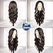 HMHIFI Long Brown Wig for Women 26Inch Wavy Curly Brown Highlight Blonde Hair Wigs Synthetic Hair Replacement Wig Heat Resistant Hair Wig for Daily Party Use Halloween Costume Wigs