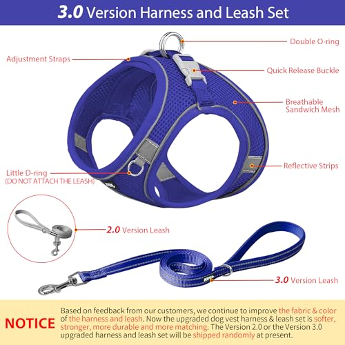 Image of AIITLE Escape Proof Dog Harness - Step in Adjustable Dog Harness No Choke Over with Breathable Mesh and Quick-Release Buckle for Summer- Outdoor Walking, Camping for Medium Dogs Royal Blue XL