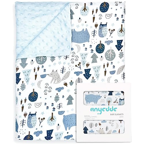 Image of ANYEDDE Baby Blankets for Unisex Boys Girls - Super Soft Arctic Forest Nursery Minky Blankets with Muslin Cotton Front and Dotted Fleece Backing, Printed Bed Throws Newborn (30 x 40 Inch)