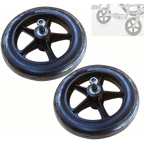 ASDFGHJ 2 Pieces Wheelchair Caster Wheels,Puncture-proof Solid Rubber Replacement Wheels,Manual Wheelchair Front Wheels with Screws (Size : 6in/15cm) Cover