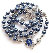 2PCS White One Decade Rosary – 8mm Beads With Our Lady Of Guadalupe Center & Cross, Pocket Or Car Rosary