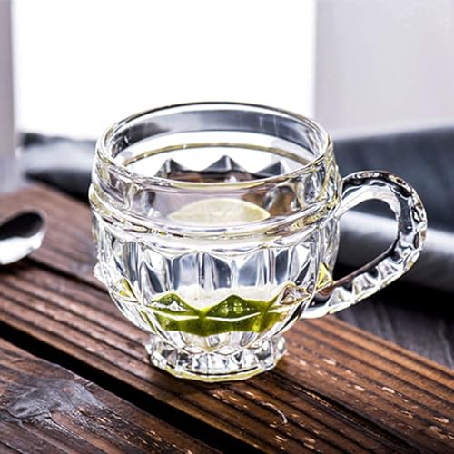 Image of Premium Glass Tea & Coffee Cups Set of 6, 220 ML Transparent Glass Mug with Handle for Coffee,Green Tea, Hot & Cold Beverages, Stylish Clear Drinking Cups for Home Kitchen Cafe (CTZ - 20)