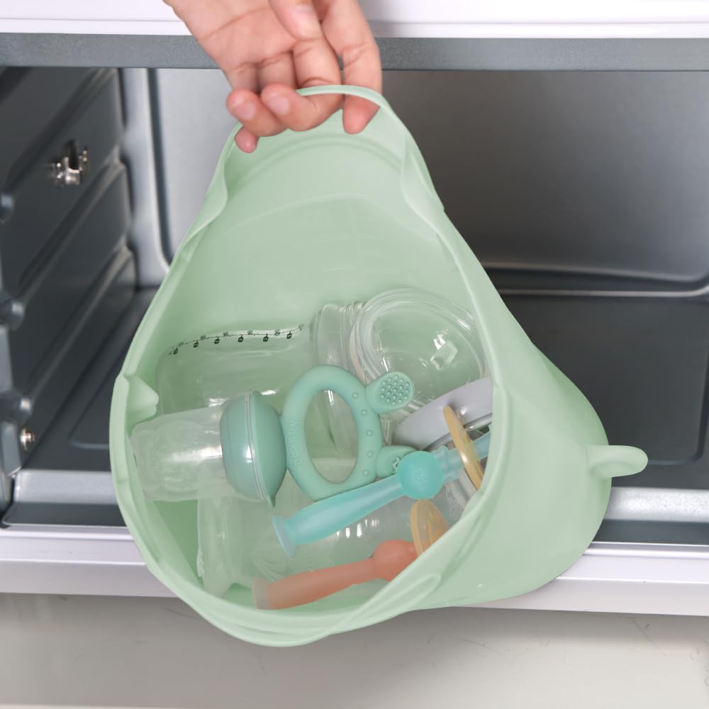 haakaa Sac en silicone pour cuisson à la vapeur et stérilisation au micro-ondes, sac réutilisable de grande capacité pour Biberon/Tire-lait/Accessoires/Vert/1 Pièce (1250 ml)