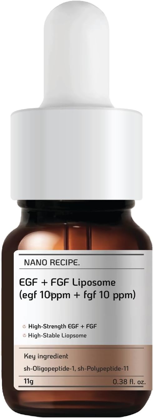 Nano Recipe - EGF (Epidermal Growth Factor) 10ppm + FGF (Fibroblast Growth Factor) 10ppm Total 20ppm Liposomal Peptides Get Double Layer of Collg Elasticity