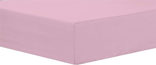 Olivia Rocco Easy Care Fitted Sheet Poly Cotton Bed Sheets, Single Light Pink