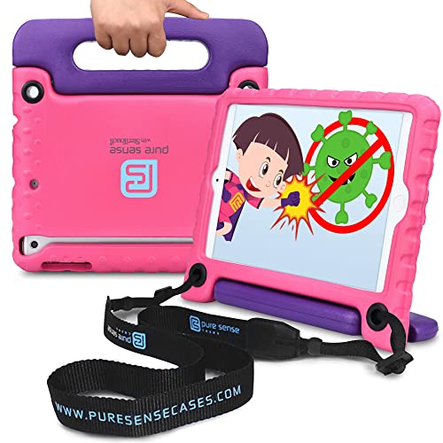 Pure Sense Buddy Antimicrobial Kids Case for iPad mini 3, iPad mini 2, iPad mini | Full Kit: Rugged Case Stand, Handle, Screen Protector, Strap and Spray