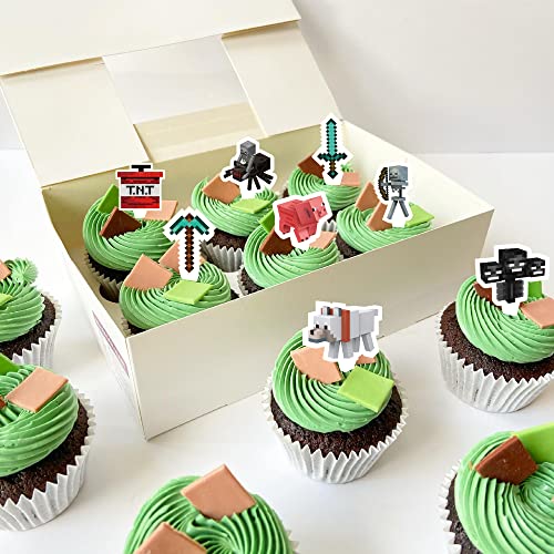 49Pcs Pixel Cake Toppers, Pixel Video Game Cake Toppers For Kids Birthday Party Decoration Pixel Video Game Party Supplies #TOP1