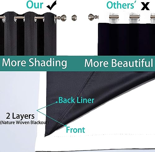 Image of Yakamok Pure White 100% Blackout Curtains 63 Inches Long 62 inch Wide 2 Panel | Blackout Curtain Panels for Bedroom, 2 Thick Layers Grommet Top Thermal Insulated Drapes with Black Liner for Living Room