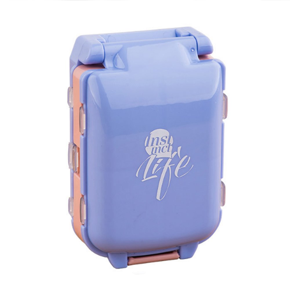 ToiM 8 Compartments Box Pills Box Portable Pill Container Weekly Medicine Storage Vitamins Plastic Organizer Holders (Blue)