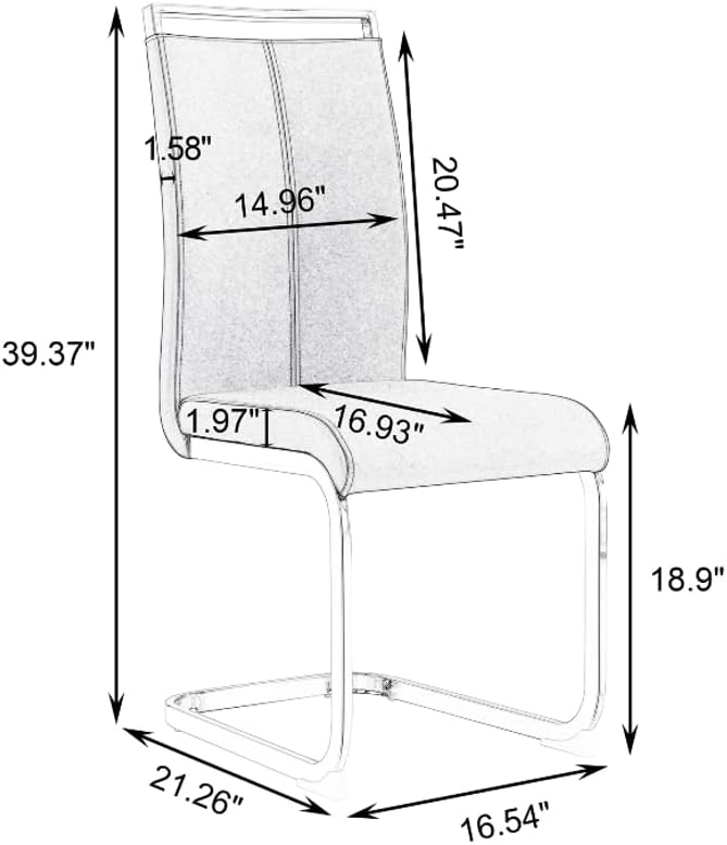 Miniatura 2 de AZmac Juego de 2 sillas de comedor modernas de cuero, sillas de cocina sin brazos, sillas de comedor con asiento acolchado tapizado y patas cromadas