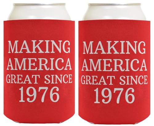 Birthday Favors for 50th Birthday Making America Great Since 1976 2 Pack Can Drink Coolers Red