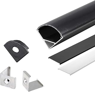 2m LED Aluprofil Alu Schiene Eckprofil Kanal System für LED-Streifen mit Schwarzer Abdeckung Profil J-S