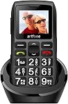 4G LTE senior mobile phone with big buttons, SOS function, ultra loud speaker, flashlight, charging station, 1800mAh battery, single SIM, black