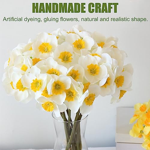 Inheming ARTIFICIAL FLOWERS - 1 6 Pcs Artificial Daffodil Flowers, 15 Inch Length Silk Narcissus Fake Flowers thumb #3