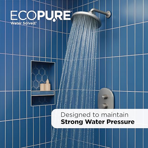 Image of EcoPure EPW2VC Whole Home Water Filtration System - Valve-in-Head Design with Built-In Bypass Valve & Clear Sump - Reduces Sediment, Rust, Dirt & Chlorine Taste - Fits Standard Capacity Filters