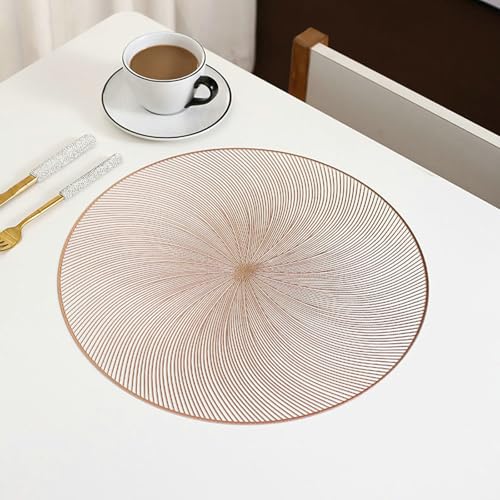 Set de table lot de 8 PVC lavable rond or rose antidérapant résistant à la chaleur Daesar - 3