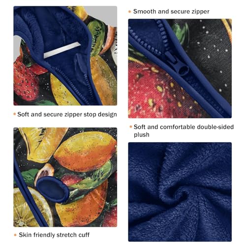 Fruit Pattern Print Design Toddler Fleece Jacket Girl Boys Hooded Fleece Jacket Coat Warm Outwear Zip-up 3-10T3