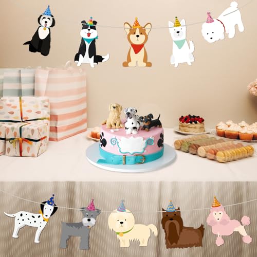 Image of Dog Birthday Banner Dog Themed Party Decorations Cute Puppy Garlands Decorations for Kids Boys Girls Birthday Backdrop Decor Pet Puppy Party Supplies