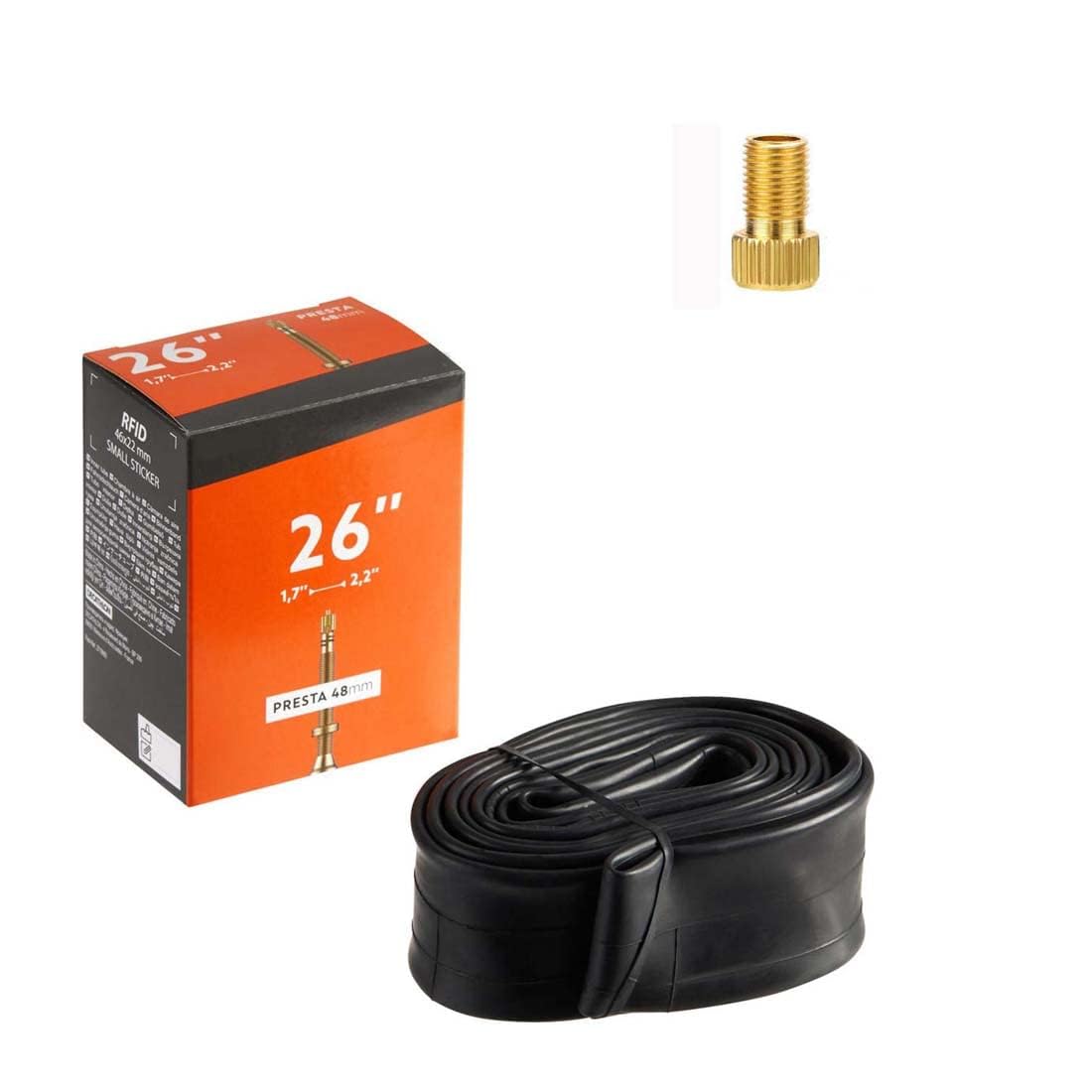 Schrodinge (40065+A) Butyl Rubber Bicycle Cycle Inner Tube 26" x 1.7" / 2.2" (26 inch) Presta Valve (FV) 48mm / 48L with Presta Valve adaptor1Pc Per Order (B0CH8KGY2D) Amazon Price History, Amazon Price Tracker