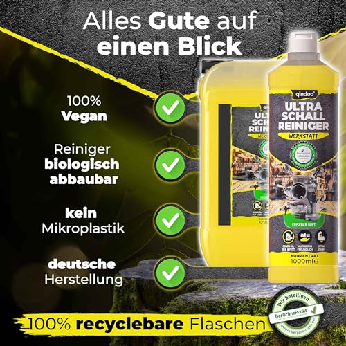Qindoo Ultraschall Reiniger Werkstatt, Konzentrat, Vergaser, Reinigung von Autoteile, Werkstatt im Ultraschallgerät (1 Liter)