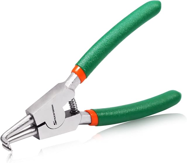 SPEEDWOX Circlip Pliers 5-Inch, External Snap Ring Pliers, Tip Diameter 0.06 Inch, Precision Retaining Ring Pliers, Curved Jaws for Ring Remover Retaining