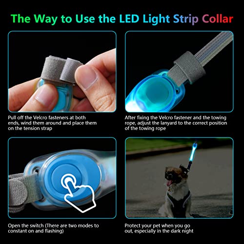 flintronic LED Leuchthalsband Hunde Halsband, Leuchtend Hundehalsband, Sicherheits LED Leuchtband für Hunde Katzen, LED Licht Blinklicht mit Klettverschluss, Helle Sicherheit für Die Nacht