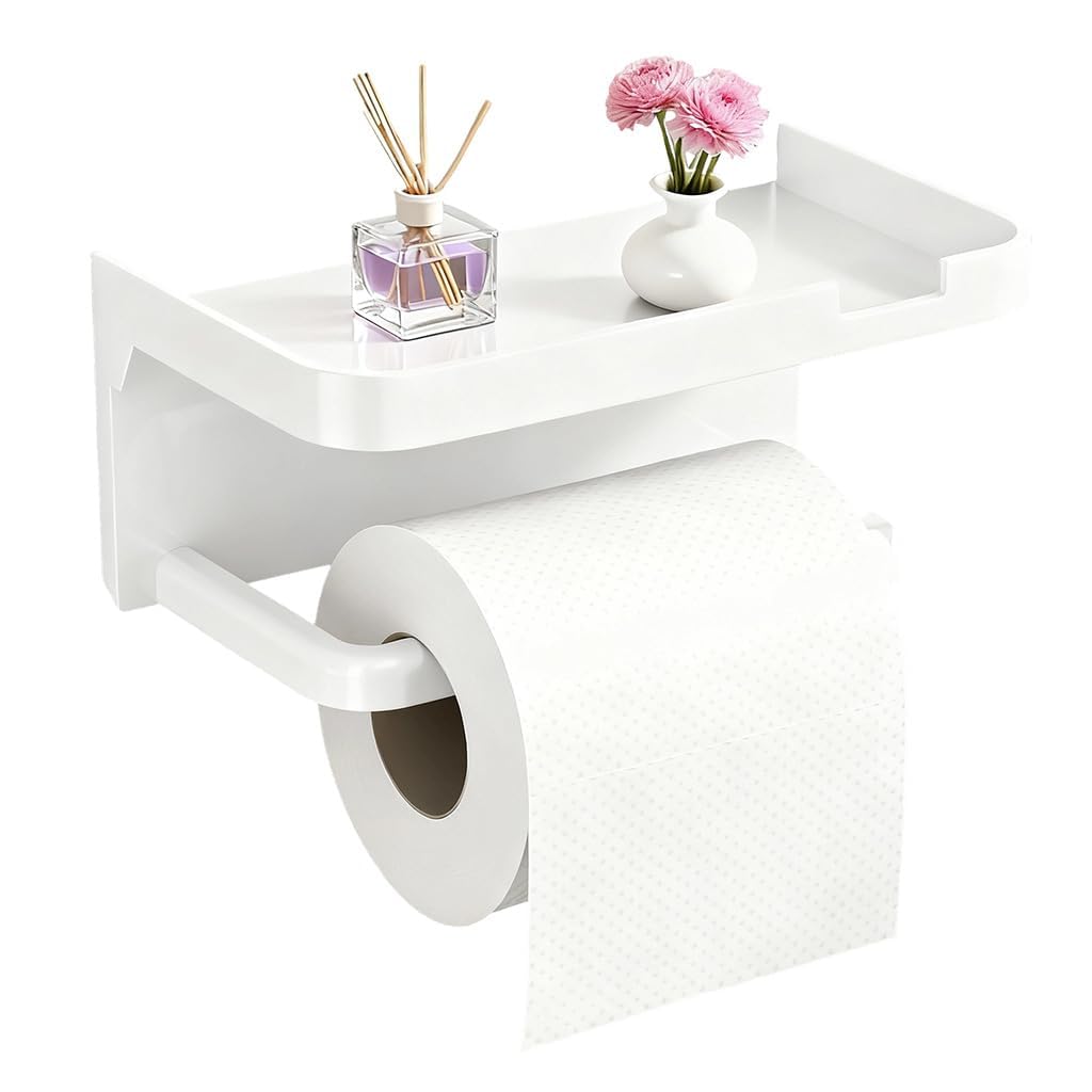 LTV Toilet Paper Roll Holder with Mobile Stand - Plastic Self Adhesive Tissue Holder for Bathroom Toilet Papers Stand Bathroom Accessories(Black, Square, 18x10x8cm) — Amazon image 9
