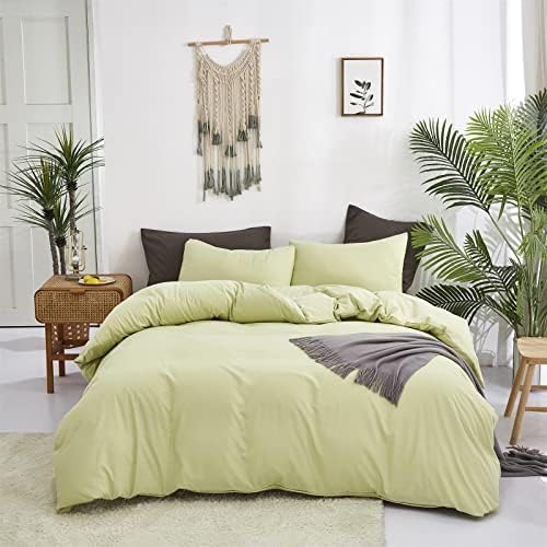Pureant Sage Green Comforter Set King Solid Light Green Bedding Comforters Cotton